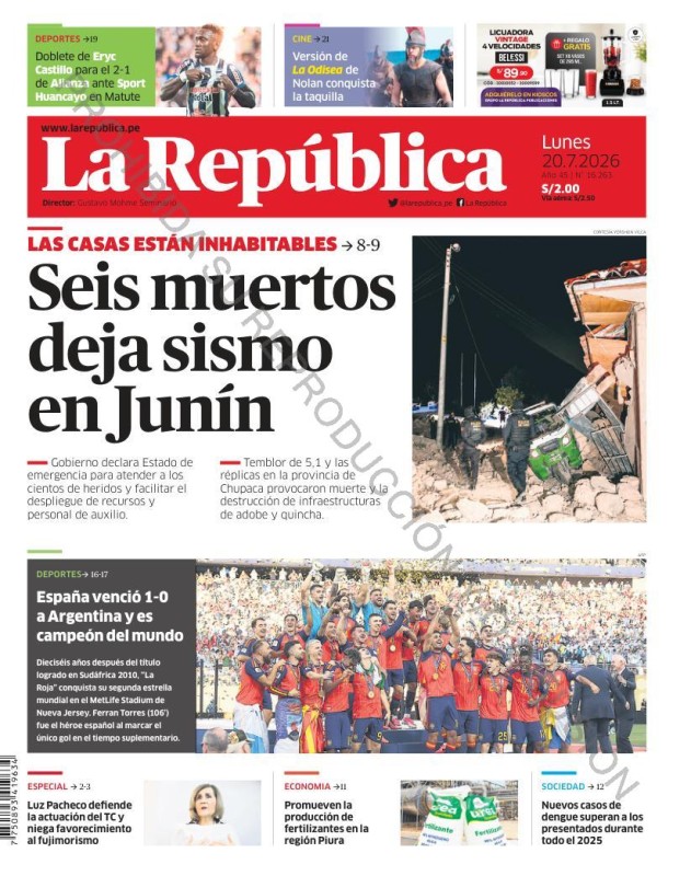 DIARIO LA REPUBLCIA - 20 DE JUNILO